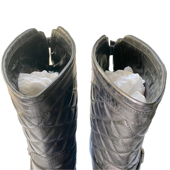 NWT Aquatalia Black Quilted Leather Moto Boots size 9 - Picture 7 of 11